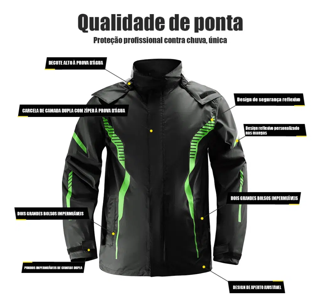 Conforto e Proteção: O Conjunto de Chuva Ideal para Motociclistas 3 Capa De Chuva Motoqueiro Nylon